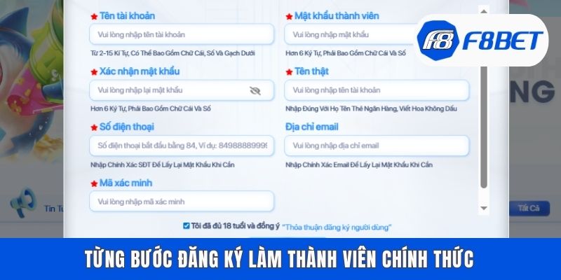 Từng bước đăng ký làm thành viên chính thức